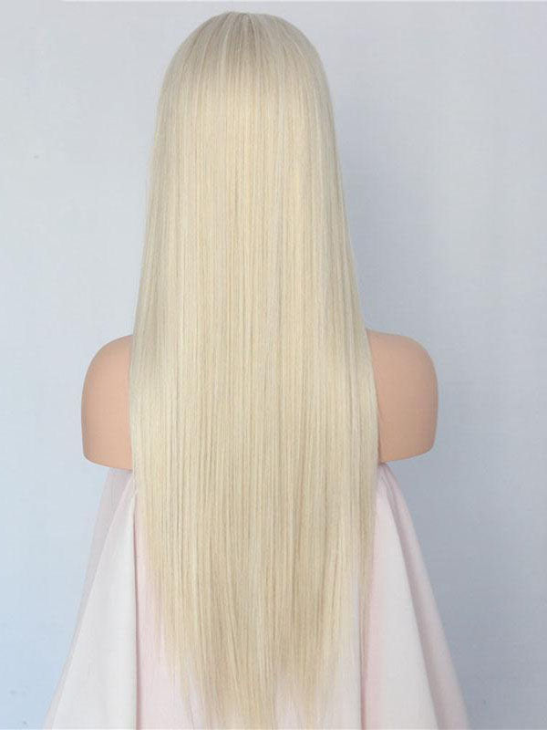 Lange Rechte Blonde Natuurlijke Synthetische Pruiken Zonder Kap