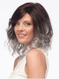 Ombre Haar Schouderlengte Synthetische Pruiken Met Kanten Voorkant