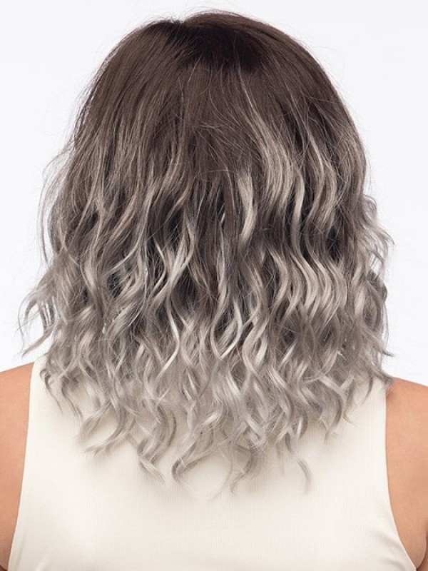 Ombre Haar Schouderlengte Synthetische Pruiken Met Kanten Voorkant