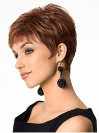 Korte Kastanjebruin Haar Pixie Cut Synthetische Pruiken