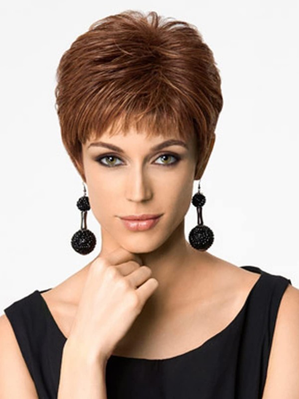 Korte Kastanjebruin Haar Pixie Cut Synthetische Pruiken