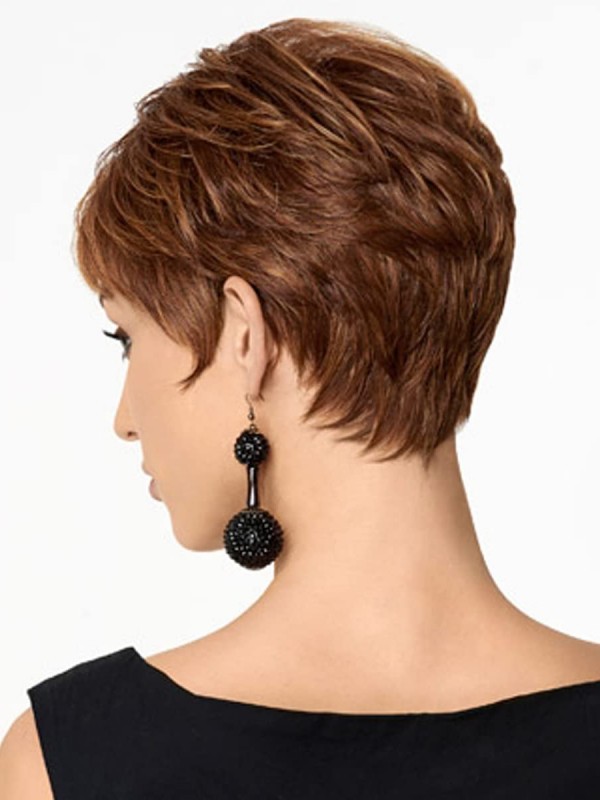 Korte Kastanjebruin Haar Pixie Cut Synthetische Pruiken