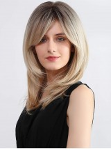 16" Vrouwen Ombre Blonde Pruiken Met Pony Synthetische Pruiken