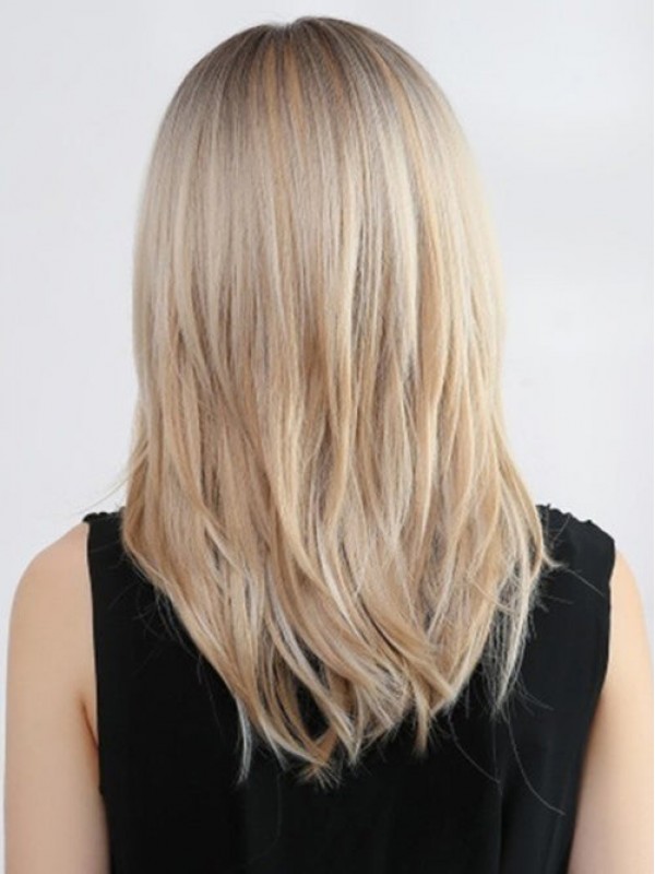 16" Vrouwen Ombre Blonde Pruiken Met Pony Synthetische Pruiken