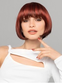 Korte Claret Capless Met Pony Synthetische Bob Pruiken