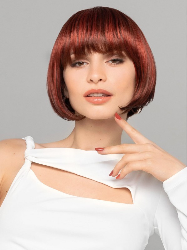 Korte Claret Capless Met Pony Synthetische Bob Pruiken