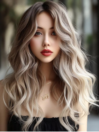 Lange Blonde Synthetische Pruiken Met Diepe Golven Zonder Pony