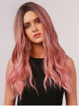18" Lange Losse Golf Ombre Middelste Scheiding Synthetische Pruiken Voor Dating Halloween Pruik