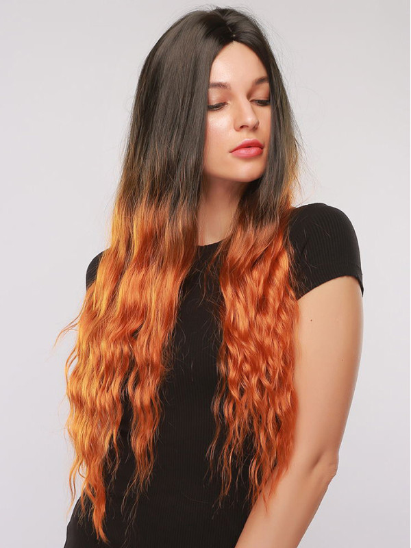 Middelste Scheiding 26" Ombre Natural Water Wave Synthetische Pruiken