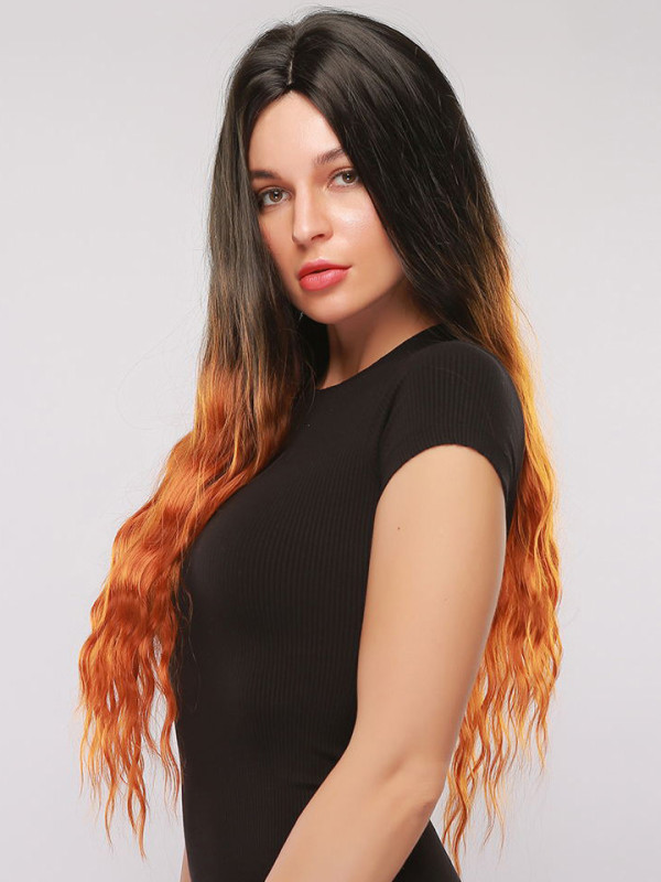 Middelste Scheiding 26" Ombre Natural Water Wave Synthetische Pruiken