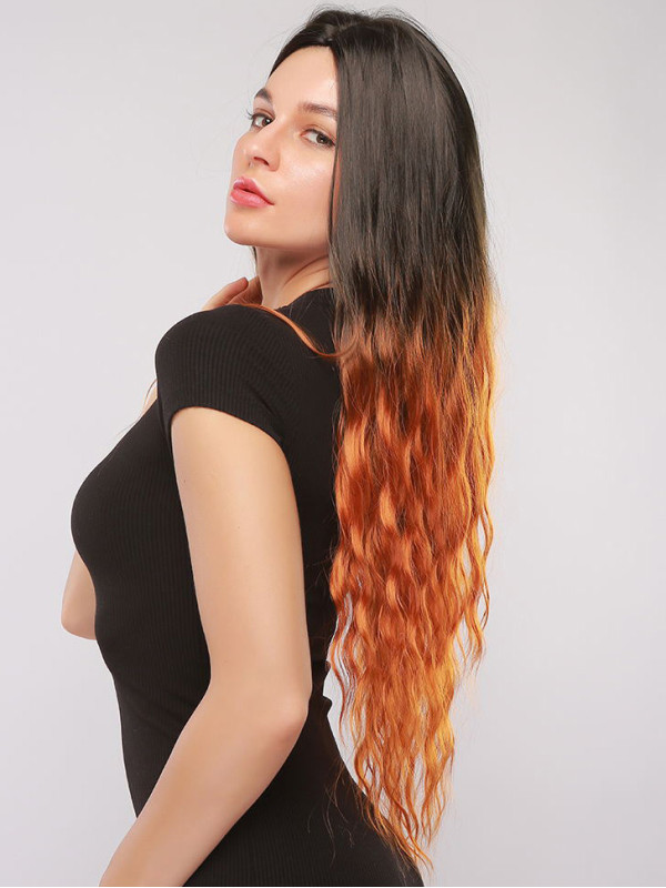 Middelste Scheiding 26" Ombre Natural Water Wave Synthetische Pruiken