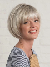 Korte Bobs Steil Met Pony Capless Synthetische Pruik