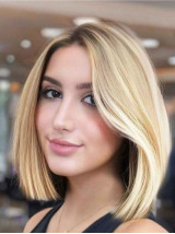 Blonde Lace Front Synthetische 10" Rechte Bobs Pruiken