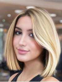 Blonde Lace Front Synthetische 10" Rechte Bobs Pruiken