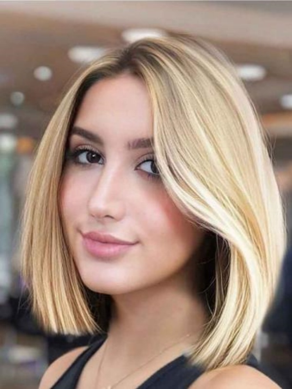 Blonde Lace Front Synthetische 10" Rechte Bobs Pruiken