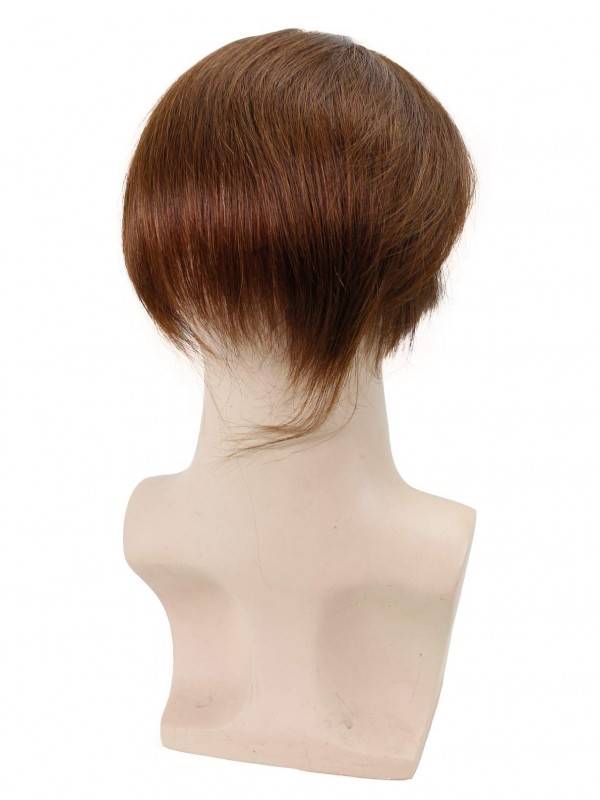 8 "x 10" Bruine Short Smooth Real Hair-Men-Toupet Mtoup201104