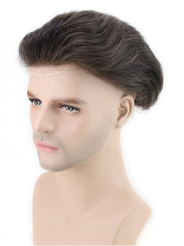8 "x 10" Short Smooth Real Hair-Men-Toupet Mtoup201105