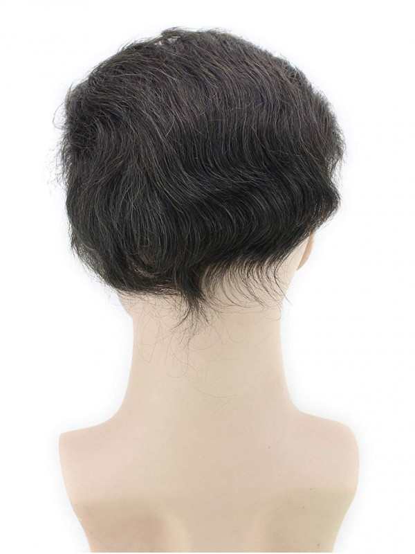 8 "x 10" Short Smooth Real Hair-Men-Toupet Mtoup201105