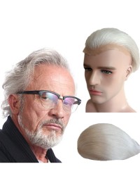 8 "X 10" Weißes Glattes Menschliches Haar-Mens-Toupet Für Alte Männer Mtoup201109