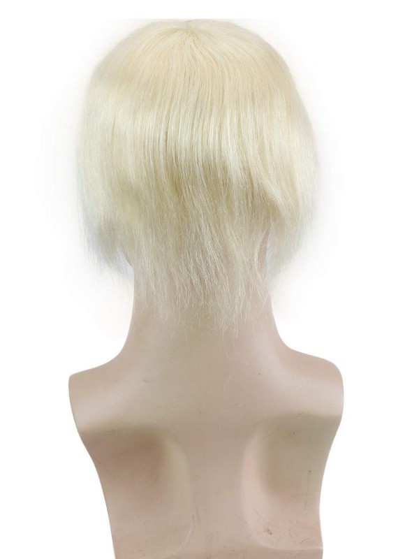 8 "X 10" Blondes Kurzes Glattes Menschenhaar-Männer-Toupet Mtoup201112