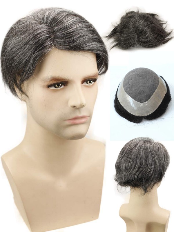 8 "x 10" Short Smooth Real Hair-Men-Toupet Mtoup201120