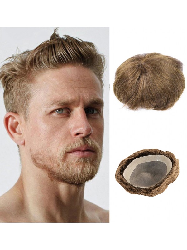 8 "x 10" Short Smooth Real Hair-Men-Toupet  Mtoup201127