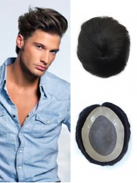 8 "x 10" Short Smooth Real Hair-Men-Toupet Mtoup201131