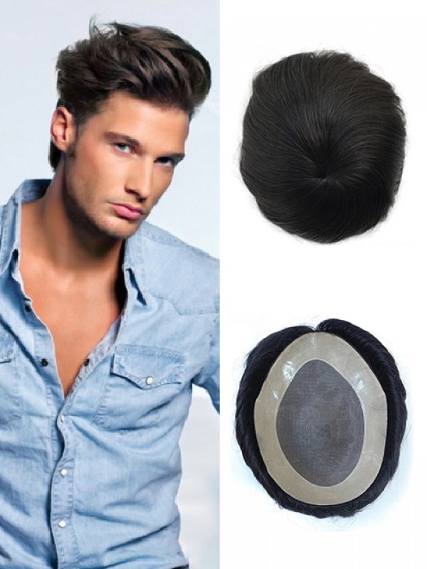 8 "x 10" Short Smooth Real Hair-Men-Toupet Mtoup201131