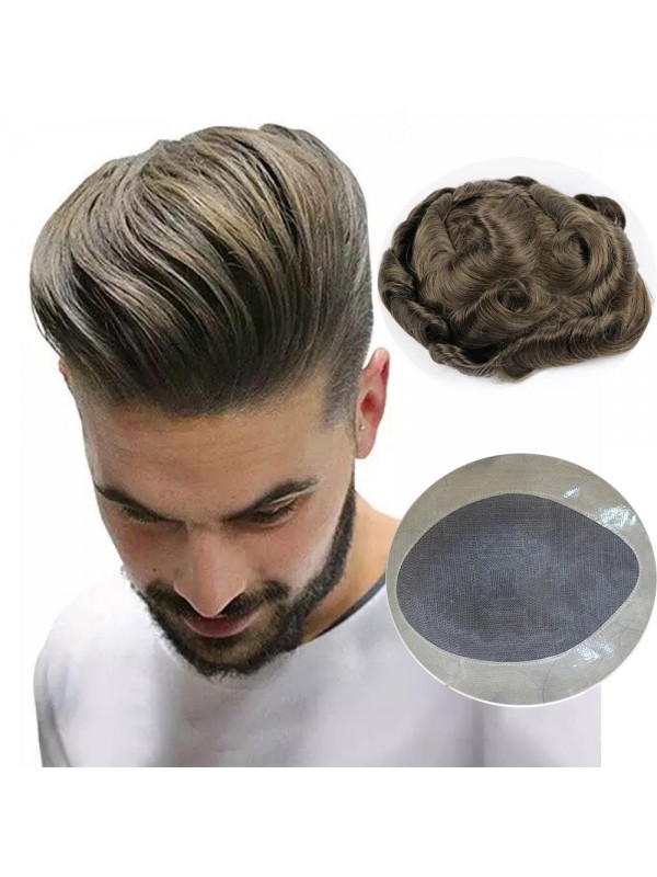 8 "x 10" Short Smooth Real Hair-Men-Toupet  Mtoup201132