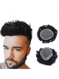 8 "x 10" Short Smooth Real Hair-Men-Toupet Mtoup201133