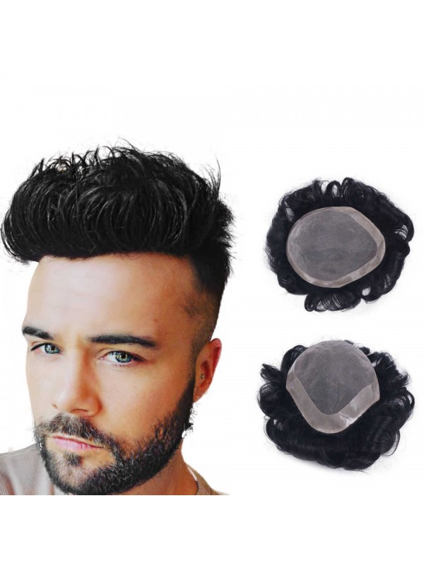8 "x 10" Short Smooth Real Hair-Men-Toupet Mtoup201133