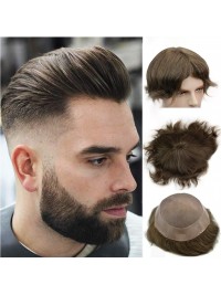 8 "x 10" Short Smooth Real Hair-Men-Toupet  Mtoup201135