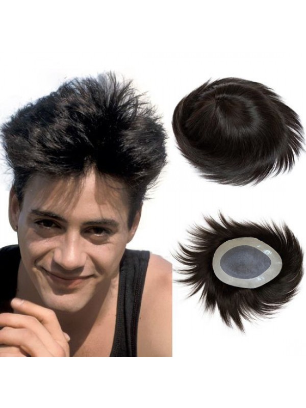 8 "x 10" Short Smooth Real Hair-Men-Toupet Mtoup201137