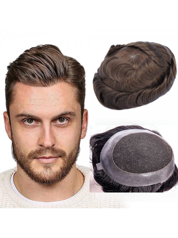 8 "x 10" Short Smooth Real Hair-Men-Toupet Mtoup201138
