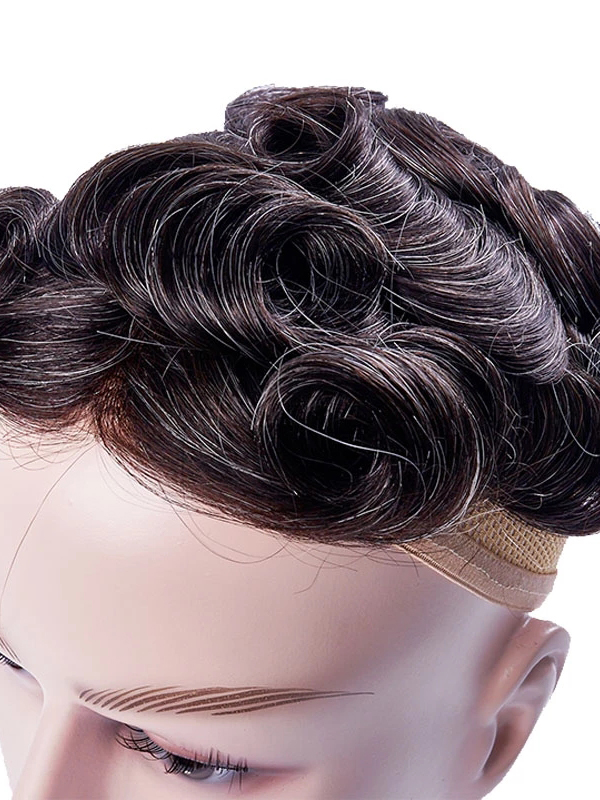 8 "x 10" Short Smooth Real Hair-Men-Toupet Mtoup201138