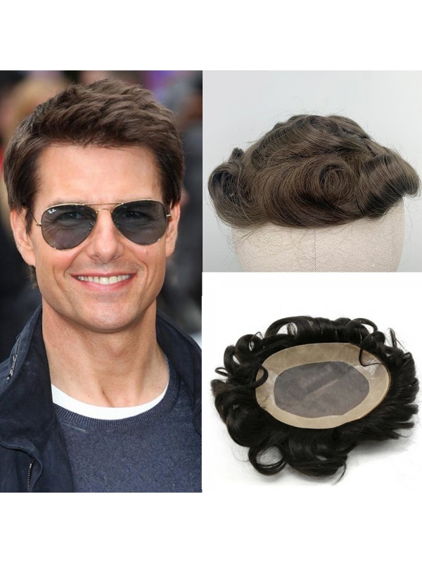 8 "x 10" Short Smooth Real Hair-Men-Toupet Mtoup201141