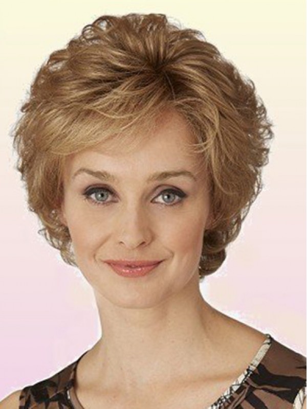 Blonde Golvende Boycut Klassieke Korte Pruiken Van Echt Haar
