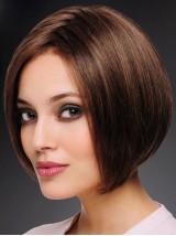 100% Handgebonden 10" Trendy Bruine Bobs-Pruiken Van Echt Haar