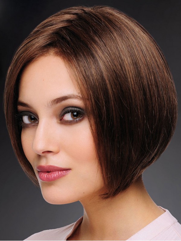 100% Handgebonden 10" Trendy Bruine Bobs-Pruiken Van Echt Haar