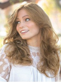 Blonde Lange 20" Zonder Pony Moderne Pruiken Van Echt Haar