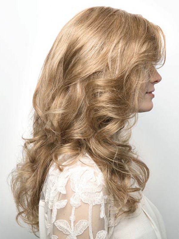 Blonde Lange 20" Zonder Pony Moderne Pruiken Van Echt Haar