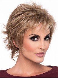Flexibiliteit Capless golvende 8 "blonde menselijke haarpruiken