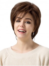 Korte Rechte Lace Front Bruine Menselijk Haar Pruiken Winkels