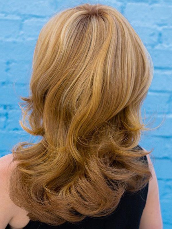 Top Capless golvende 16 "blonde menselijke haarpruiken