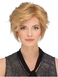 Blonde Bobs golvende 8 "goedkope pruiken van echt haar