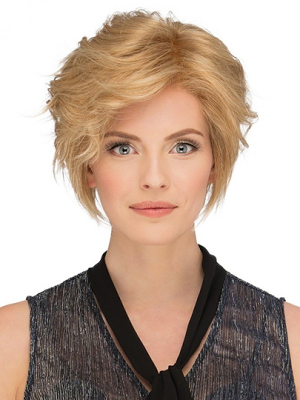 Blonde Bobs golvende 8 "goedkope pruiken van echt haar