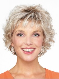 Blonde Gekrulde Kinlengte Bobs Monofilament Pruiken Voor Dames