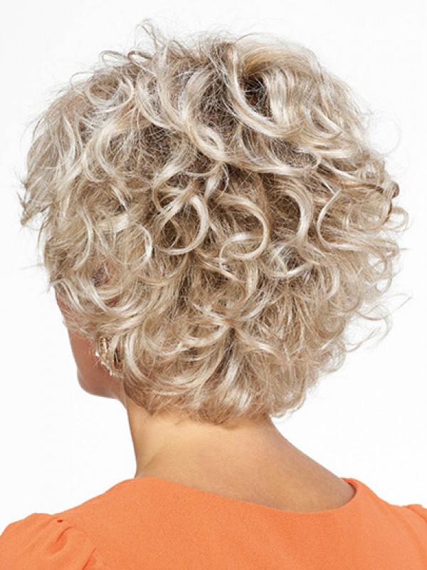 Blonde Gekrulde Kinlengte Bobs Monofilament Pruiken Voor Dames