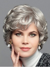 Mode Grijze Full Lace Synthetische Pruiken Voor Dames
