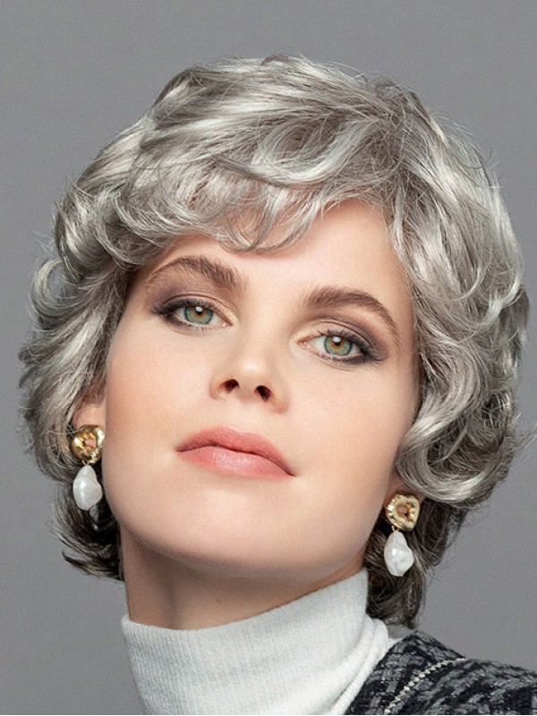 Mode Grijze Full Lace Synthetische Pruiken Voor Dames